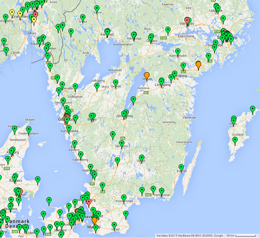 Snabbladdare i södra Sverige