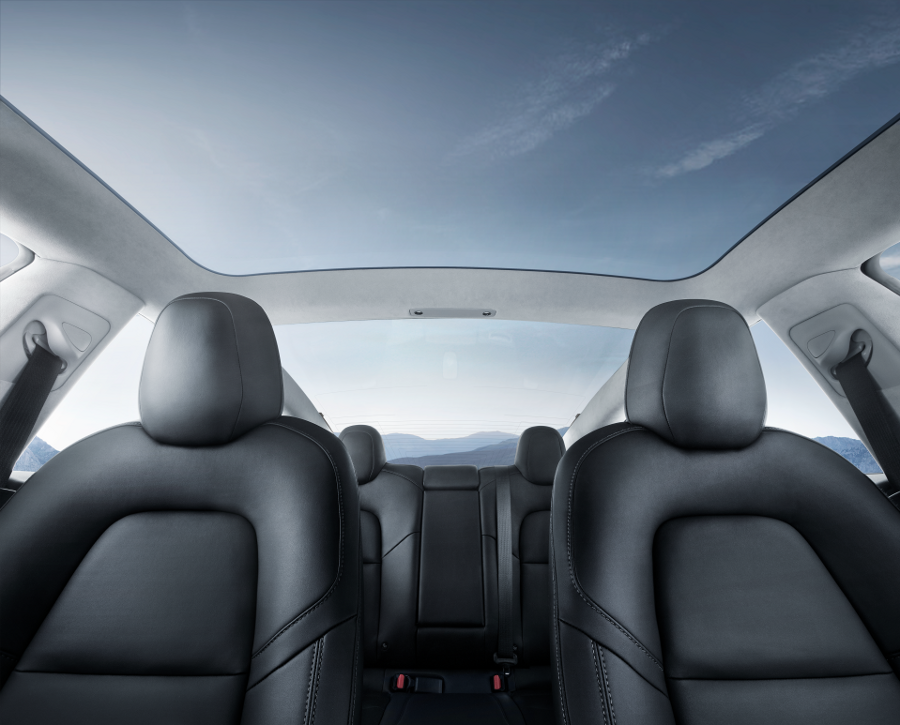 Model 3 Interior Glass Roof Blue Sky