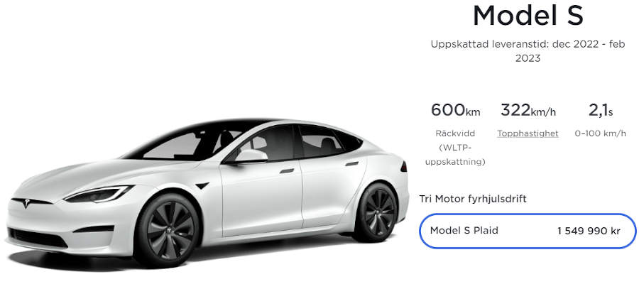 Tesla sale s pris